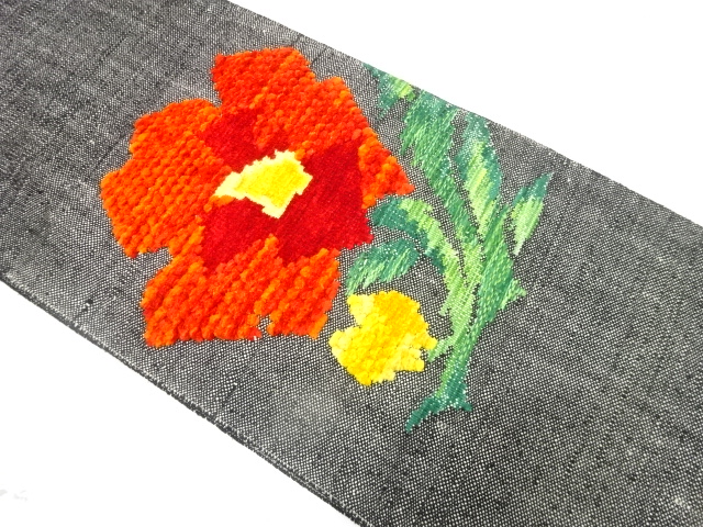 JAPANESE NAGOYA OBI / MAWATA TSUMUGI / WOVEN FLOWER